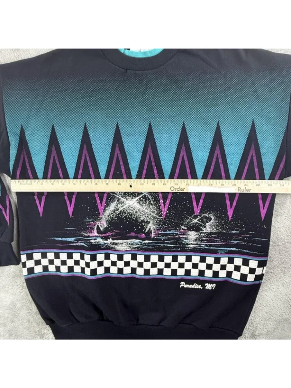 Vintage Artisans Sweatshirt Mens XL Black Water Ski Graphic Fleece USA 90s AOP - Picture 9 of 16